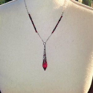 NWT, HAND CRAFTED REAL SWAROVSKI DROP NECKLACE.